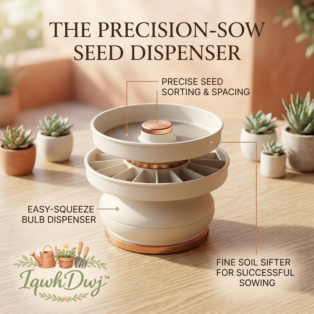 IqwhDwj™ Precision Seed Dispenser & Soil Sifter | 3-in-1 Handheld Seed Sower with Easy-Squeeze Bulb | Adjustable Seed Sorting, Spacing, and Fine Soil Sieve Tool for Indoor Gardening, Succulents, and Herbs